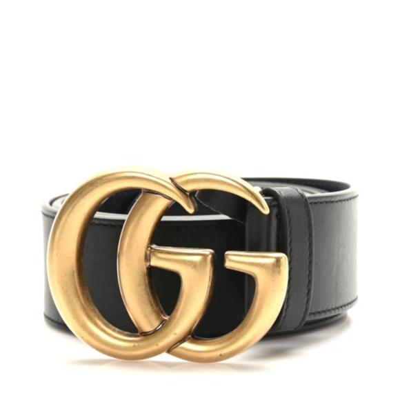 NEW AUTH GUCCI MARMONT WIDE BLACK LEATHER BELT SZ 95CM - Picture 1 of 6